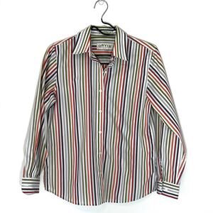 Orvis Women's Button Front striped button down, layering office business top 113